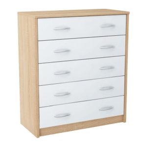 Komoda z szufladami, Classic, 74x35x85 cm, dąb sonoma, biel, mat