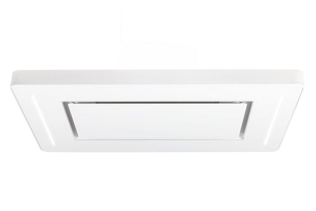 TOFLESZ MAGNUM okap sufitowy 90 cm – 850 m3/h, biały, stal malowana proszkowo, szkło hartowane