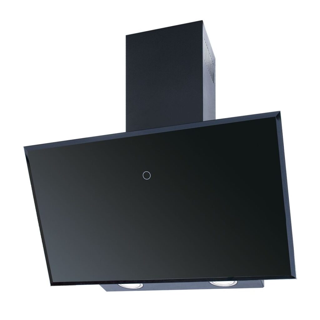 Okap Iceberg Pure 60 – kominowy, czarne szkło, szerokość 60 cm, wydajność 350 m3/h