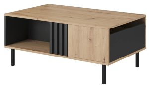 Stolik kawowy z szufladą – Natta 8X, funkcjonalny, dąb artisan i antracyt, 43,2 cm