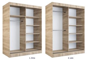 Szafa przesuwna 150 cm dąb sonoma + antracyt – Marmos 4X, minimalistyczny design, trwałe materiały