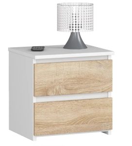 Skandynawska Szafka Biały Nocna + Dąb Sonoma K2-C80 – komfort użytkowania, trwałe materiały, minimalistyczny design