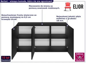 Czarna wisząca komoda w nowoczesnym stylu – Elorones 3X