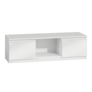 Stolik, szafka RTV, Karo, 140x40x36 cm, biały, połysk