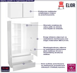 Biała Szafa Do Garderoby Z Nadstawką Z4-E11