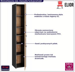 Nowoczesny słupek do łazienki Elior Martis – minimalistyczny design, antracyt + dąb artisan, wymiary 30x30x170 cm, materiał E1