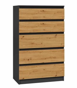 Industrialna Komoda Z Szufladami Antracyt + Dąb Artisan D5-Z60
