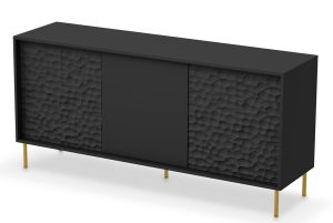 Czarna nowoczesna komoda z frontami 3D – Juppi 3X, elegancka, funkcjonalna, wysoka jakość