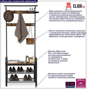 Industrialny Wieszak Do Przedpokoju Rustykalny Brąz B5-L45 – funkcjonalny design, mocna konstrukcja, stalowe haczyki