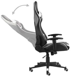 Czarno-biały obrotowy fotel gamingowy – Zexo, ergonomiczny, regulowane podłokietniki, tapicerka ekoskóra