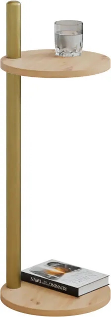 Minimalistyczny stolik pomocniczy dąb artisan + złoty Z7-S74
