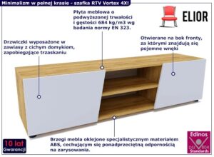 Szafka RTV na nóżkach z drzwiczkami dąb craft + biały – nowoczesny design, funkcjonalność, 160 cm, płyta meblowa