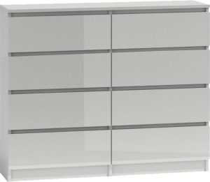 Komoda do sypialni, salonu, M8, 120x40x97 cm, biel, połysk