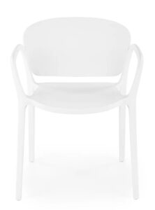 Białe minimalistyczne krzesło ogrodowe – nowoczesny design, wygodne siedzisko, wysokogatunkowe tworzywo