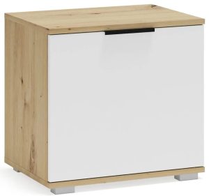 Szafka wąska na buty w kolorze dąb artisan + biały A8-E42