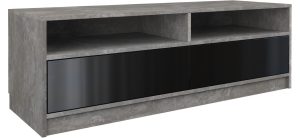 Szafka pod telewizor, stolik rtv, karo, 120x40x45 cm, beton, czerń, połysk