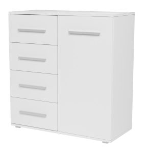 Komoda do sypialni, 4 szuflady, Toledo, 90x40x95 cm, biel, mat