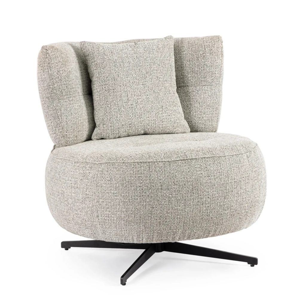 Fotel obrotowy GONNIE Bizzotto – komfort i elegancja, szary, 80×93.5×96.5, tkanina tapicerska