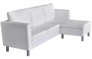 Biała elegancka sofa 3-osobowa – Senzo, nowoczesny design, ekologiczna skóra