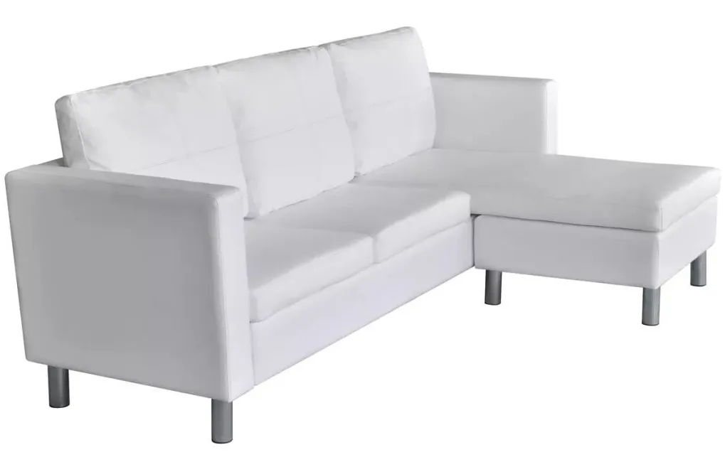 Biała elegancka sofa 3-osobowa – Senzo, nowoczesny design, ekologiczna skóra