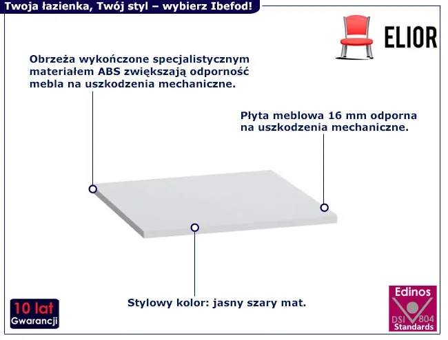 Jasnoszary blat łazienkowy 40 cm S4-B49
