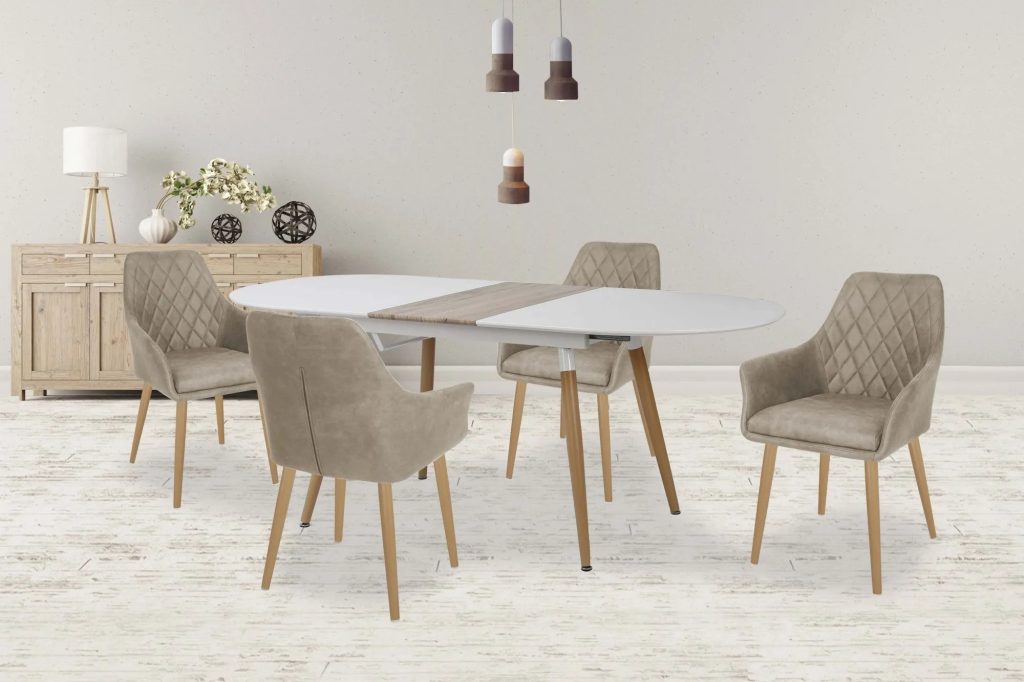 Rozkładany stół Endon – funkcjonalny, elegancki, biały, 160-200 cm, MDF, stal