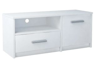 Biała szafka RTV N4-C53 – klasyczny design, funkcjonalność, trwała płyta MDF