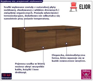 Szafki wiszące Elior – nowoczesny design, brązowy dąb, 68 cm x 30 cm x 20 cm, materiał naturalna płyta meblowa