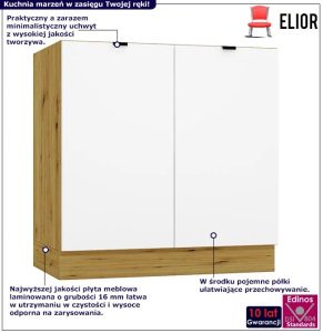 Dolna szafka kuchenna 80 cm biały + dąb artisan – Elandro 11X