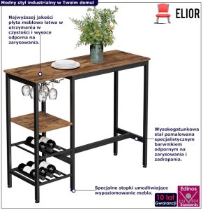 Industrialny stolik barowy rustykalny brąz – Tagis