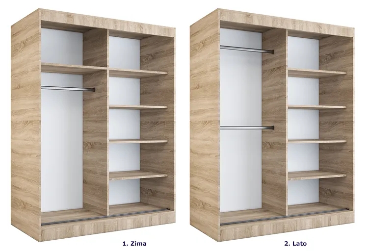 Szafa przesuwna 150 cm antracyt + dąb sonoma – Marmos 4X, trwała, praktyczna, estetyczna