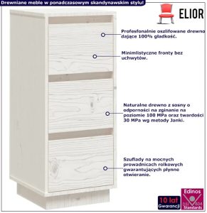 Komplet 2 białych komód z drewna sosnowego – Lors 4X