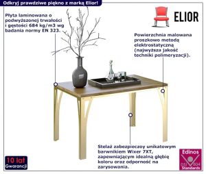 Skandynawski stolik kawowy Dimea 3X – nowoczesny design, złoty, dąb lancelot, 45x65x65 cm