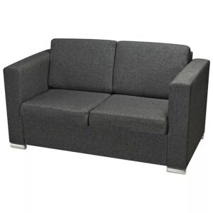 Dwuosobowa ciemnoszara sofa loftowa – Telva 2Q, wygodne siedzisko, nowoczesny design, tkanina Alcantar Pro