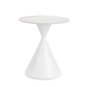 Bolzano Jacobetti Stół Ø50 – elegancki, biały, porcelanowy kamień, stal malowana proszkowo