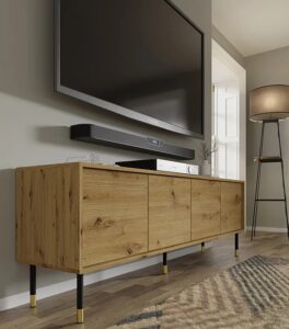 Frezowana szafka rtv dąb artisan – nowoczesny design, ergonomiczne rozwiązania, wysoka jakość