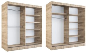 Szafa przesuwna dąb artisan + biały 180 cm – Bohosa 5X