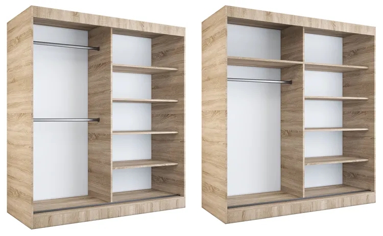 Szafa przesuwna dąb artisan + biały 180 cm – Bohosa 5X
