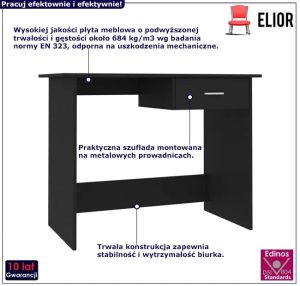 Czarne minimalistyczne biurko o szerokości 100 cm – Mirden