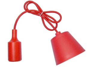 Sufitowa lampka wisząca silikonowa, zwis, loft – regulowana długość, czerwona, gniazdo E27
