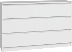 Komoda do sypialni, salonu, M6, 120x30x77 cm, biel, mat