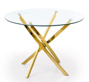 Szklany stół Latika – okrągły blat, bezbarwny, 100 cm, stal nierdzewna