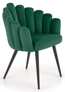Zielone welwetowe krzesło glamour K1-T78 – elegancka tapicerka velvet, stabilne nogi stalowe, komfortowe siedzisko