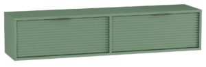 Zielona wisząca szafka pod TV szałwia E7-G45 – nowoczesny minimalizm, ryflowane fronty, 140 cm