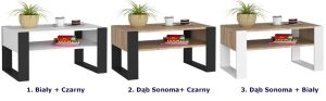 Minimalistyczna Ława Z Półką Dąb Sonoma+Biały T3-F56
