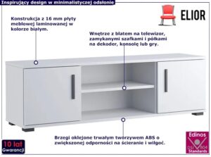 Biała stojąca szafka na telewizor – elegancka, funkcjonalna, z wysokiej jakości laminowanej płyty