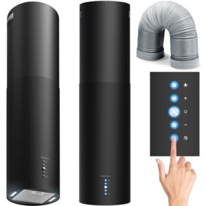 Okap wyspowy Berdsen – oświetlenie LED, 35×145 cm, czarny, stal nierdzewna