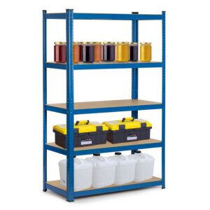 Regał metalowy magazynowy Humberg 4842 – wzmocniona konstrukcja, niebieski, 75x30x150 cm, stal