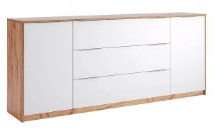 Nowoczesna komoda dąb craft + biały połysk 200 cm – Zenta 15X