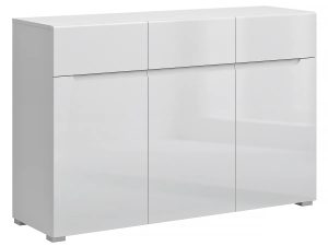 Biała komoda z szufladami i półkami – Entido 4X